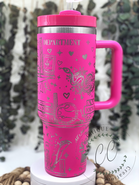 Laser Engraved Taylor Swift NEW Album Tortured Poets Tumbler With Handle