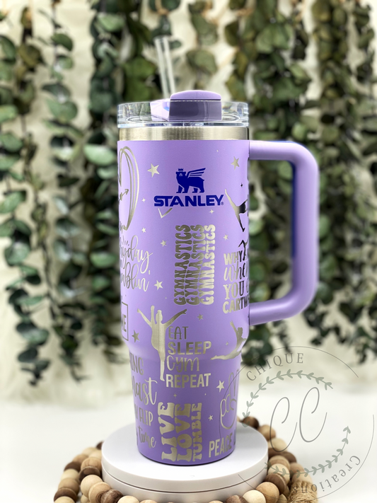 Laser Engraved Gymnastics Tumbler  With Handle, Stanley