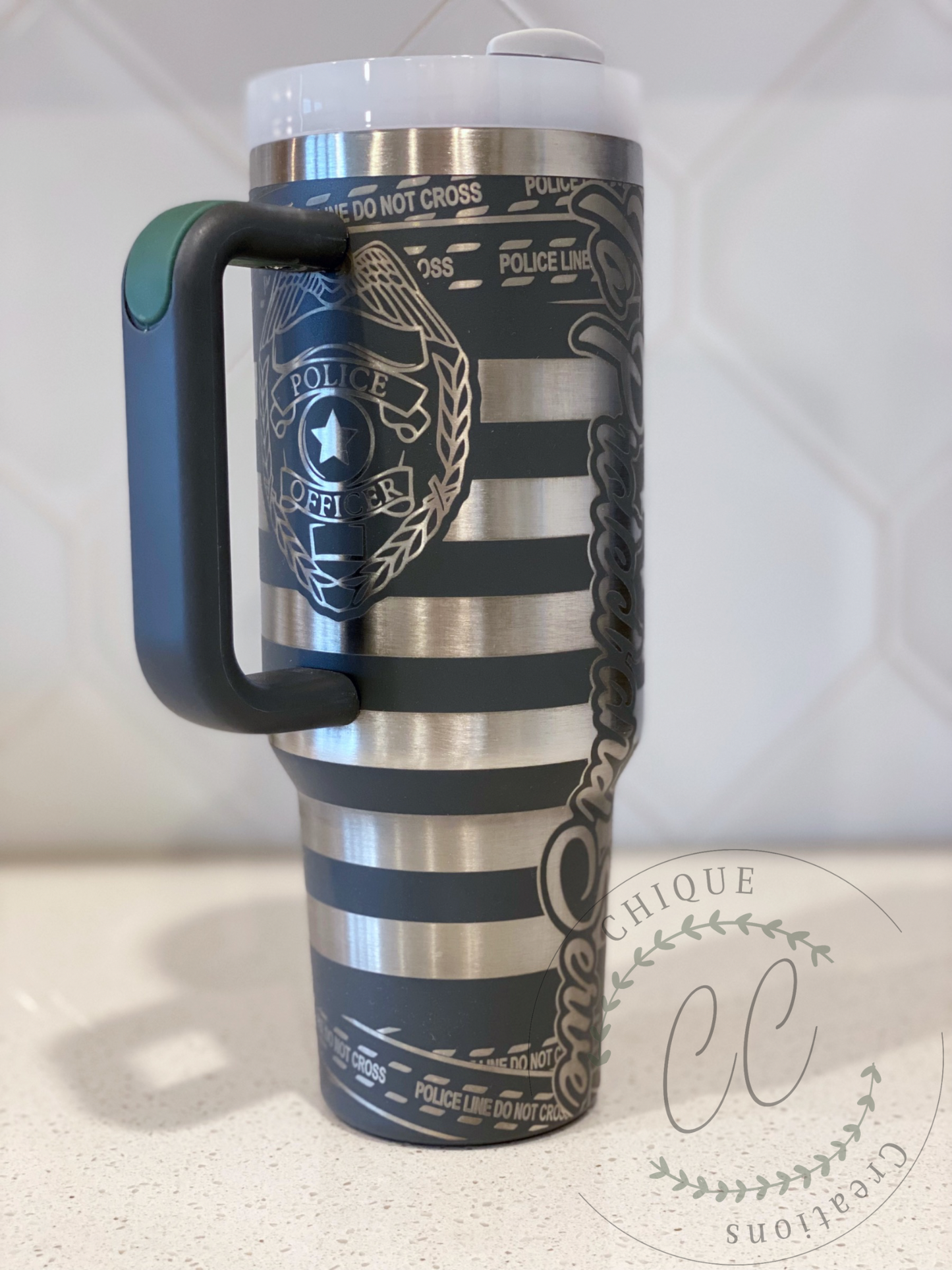 40oz Engraved Law Enforcement, To Protect & Serve, Tumbler With Handle, Stanley Dupe, Eras Tour