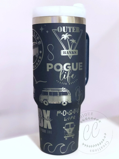 40oz OBX Outer Banks, Pouge, Engraved Stanley Dupe