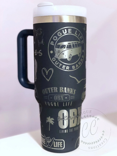 40oz OBX Outer Banks, Pouge, Engraved Stanley Dupe