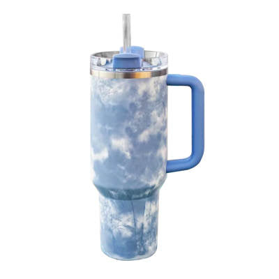 40oz TIE DYE H2.0 Quencher Flowstate Tumbler, White Lid With Straw, Customizable