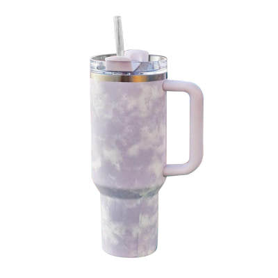 40oz TIE DYE H2.0 Quencher Flowstate Tumbler, White Lid With Straw, Customizable