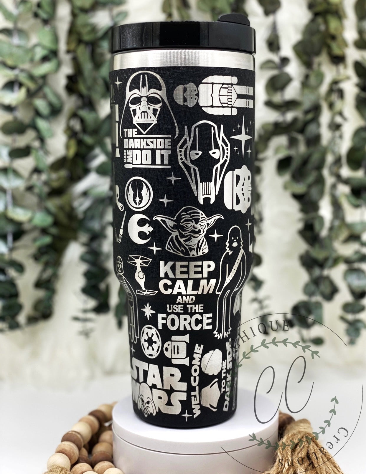 Laser Engraved Star Wars Tumbler With Handle, Stanley