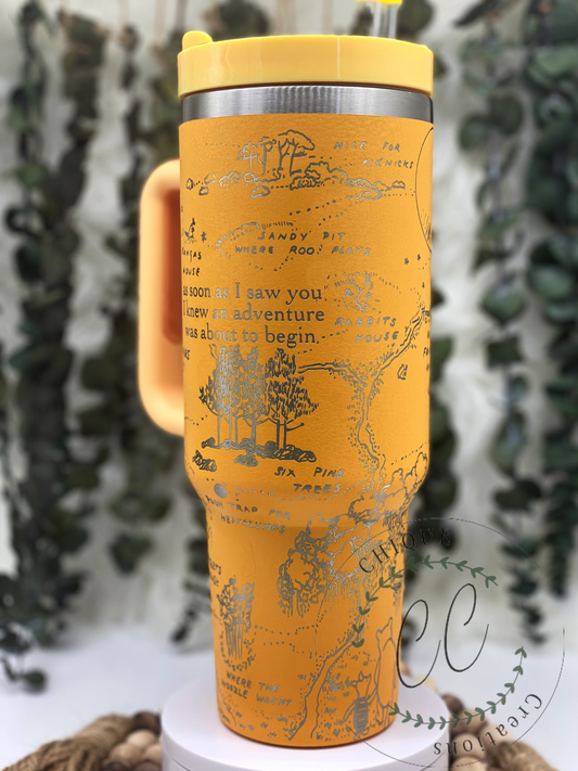 Laser Engraved Vintage Winnie The Pooh, Pooh Bear, Peter Robinson Tumbler With Handle