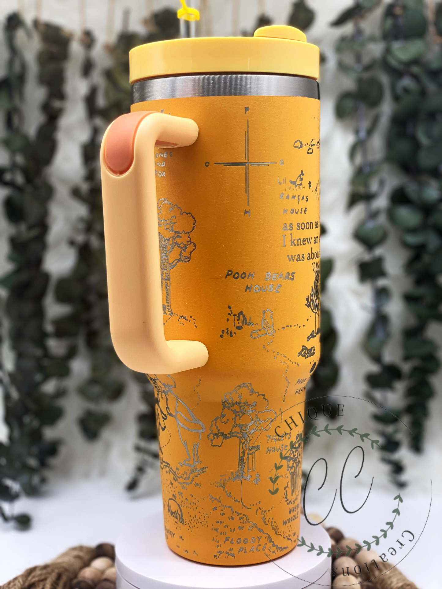 Laser Engraved Vintage Winnie The Pooh, Pooh Bear, Peter Robinson Tumbler With Handle