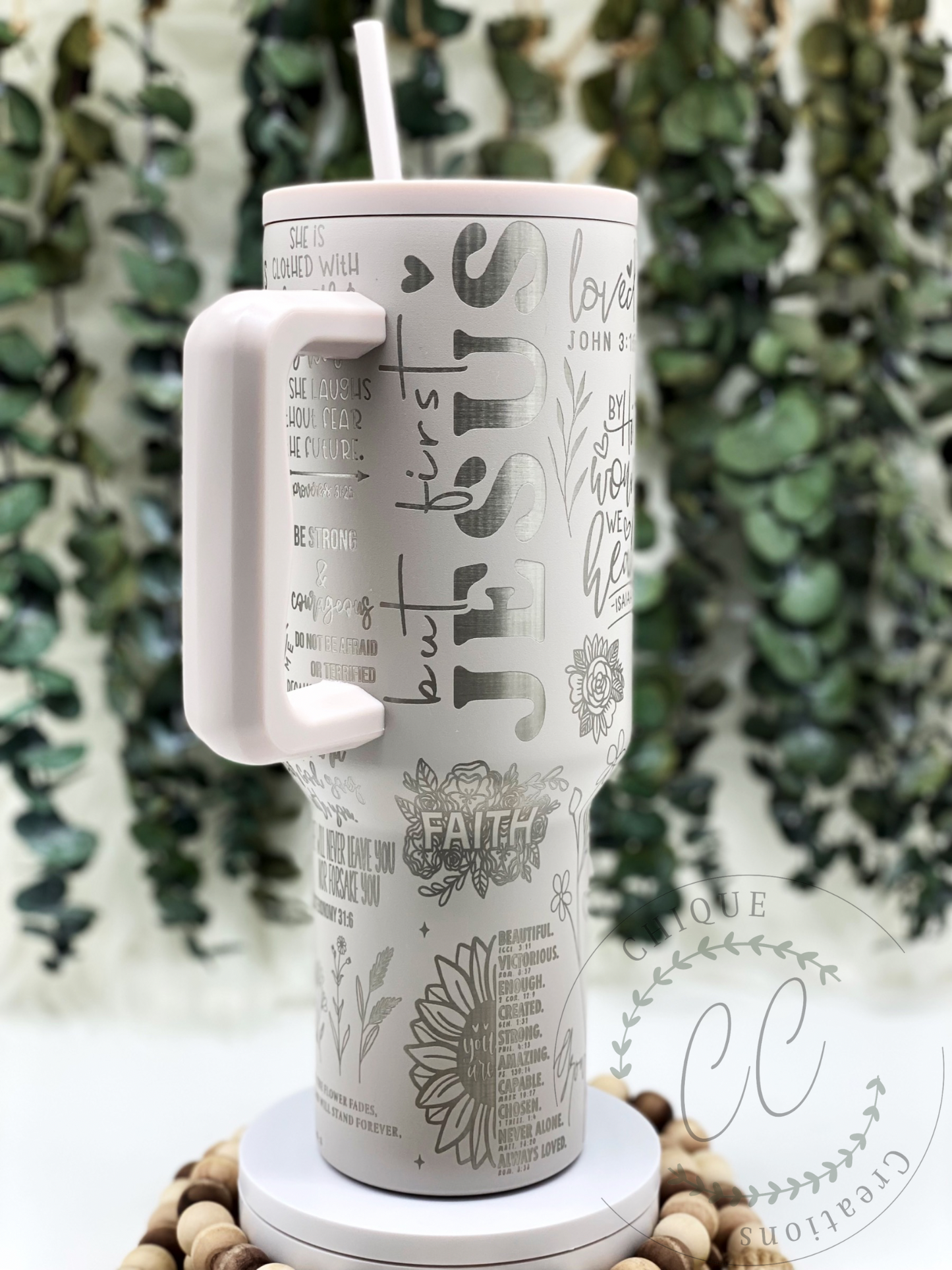 Laser Engraved Womens Bible Verse Tumbler With Handle, Stanley, Eras Tour