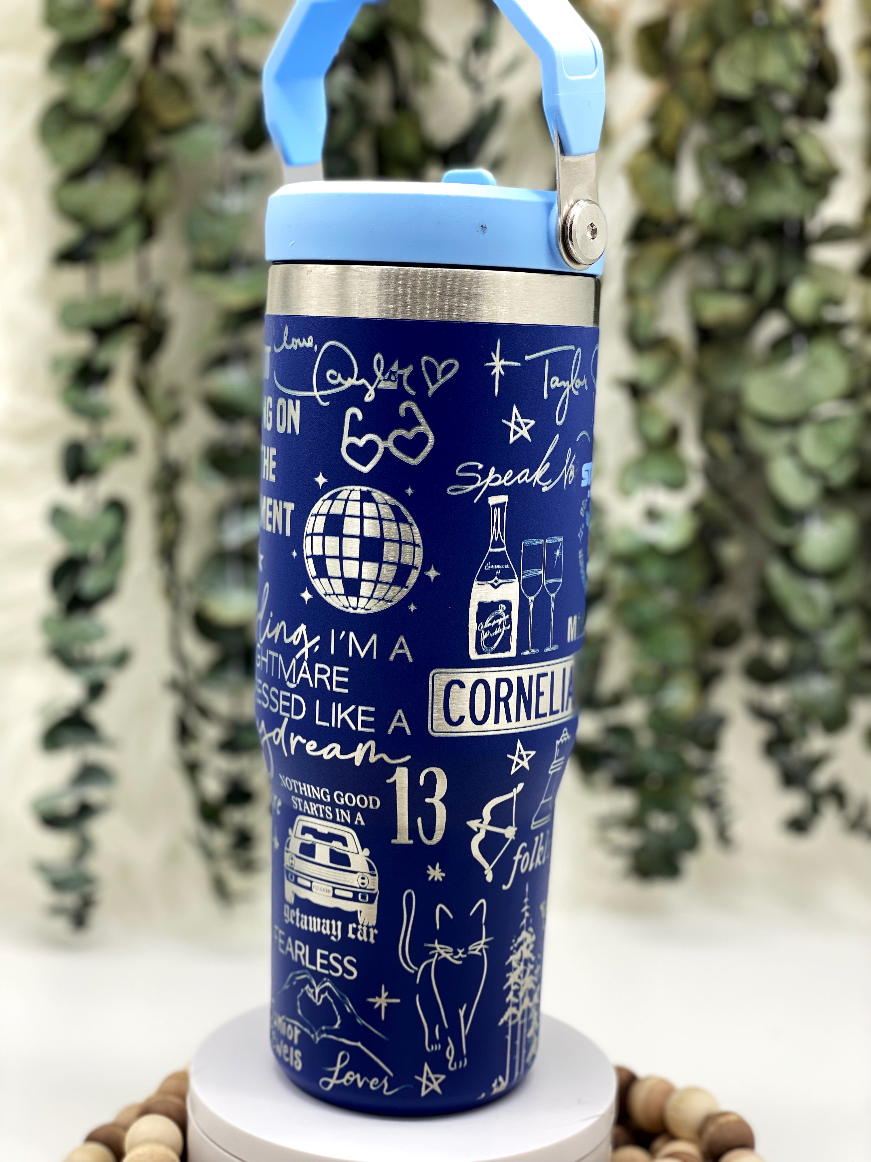 Laser Engraved Taylor Swift #3 Tumbler With Handle, Stanley, Eras