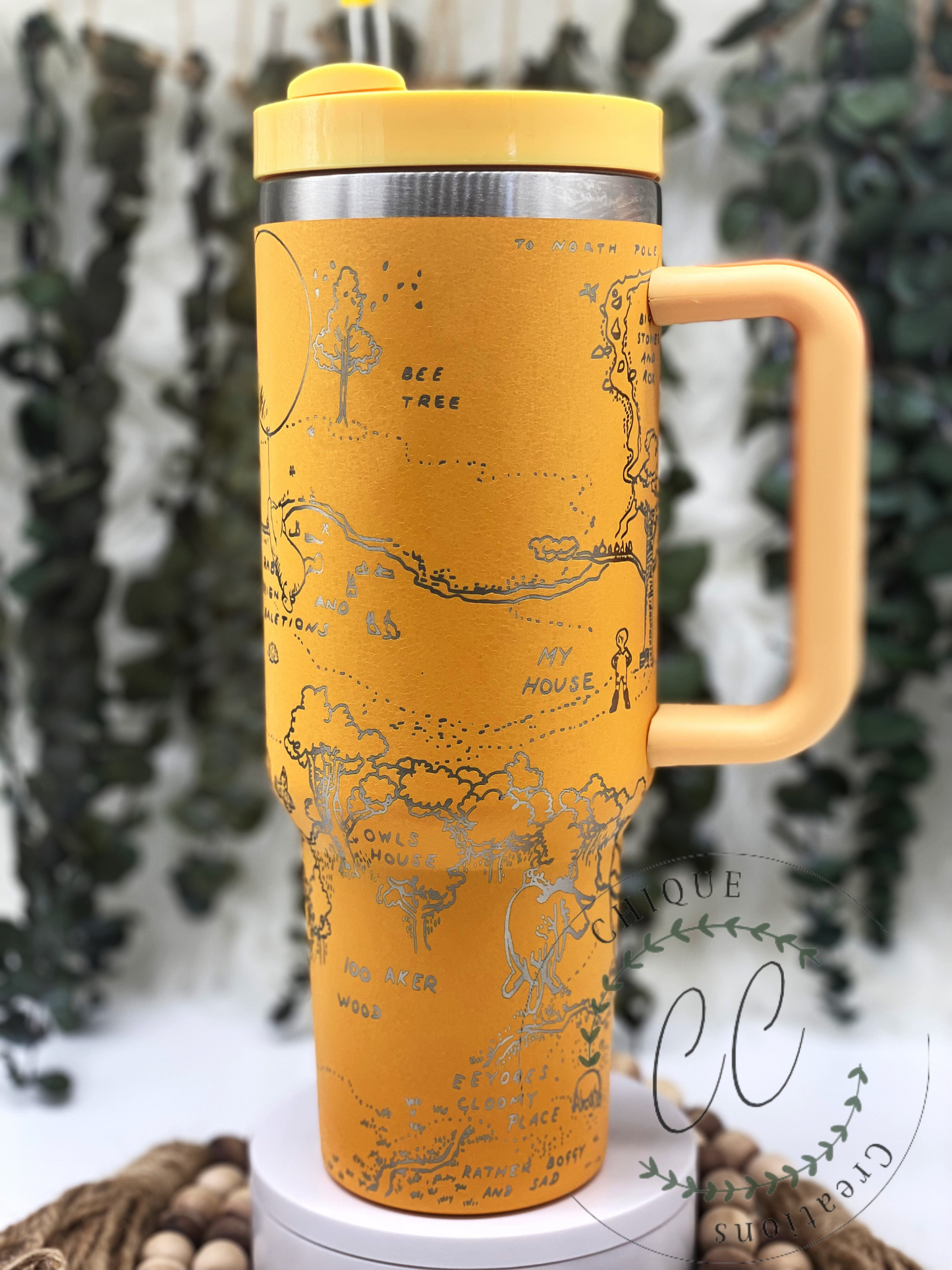 Laser Engraved Vintage Winnie The Pooh, Pooh Bear, Peter Robinson Tumbler With Handle