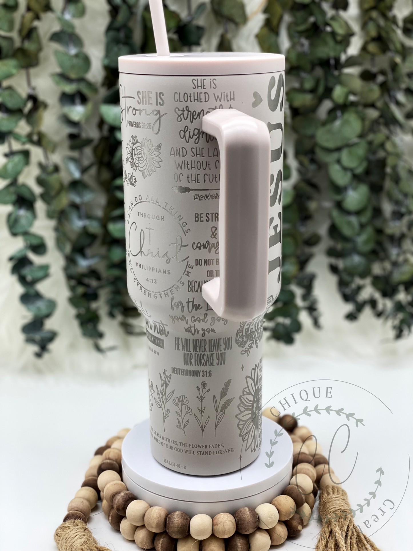 Laser Engraved Womens Bible Verse Tumbler With Handle, Stanley, Eras Tour