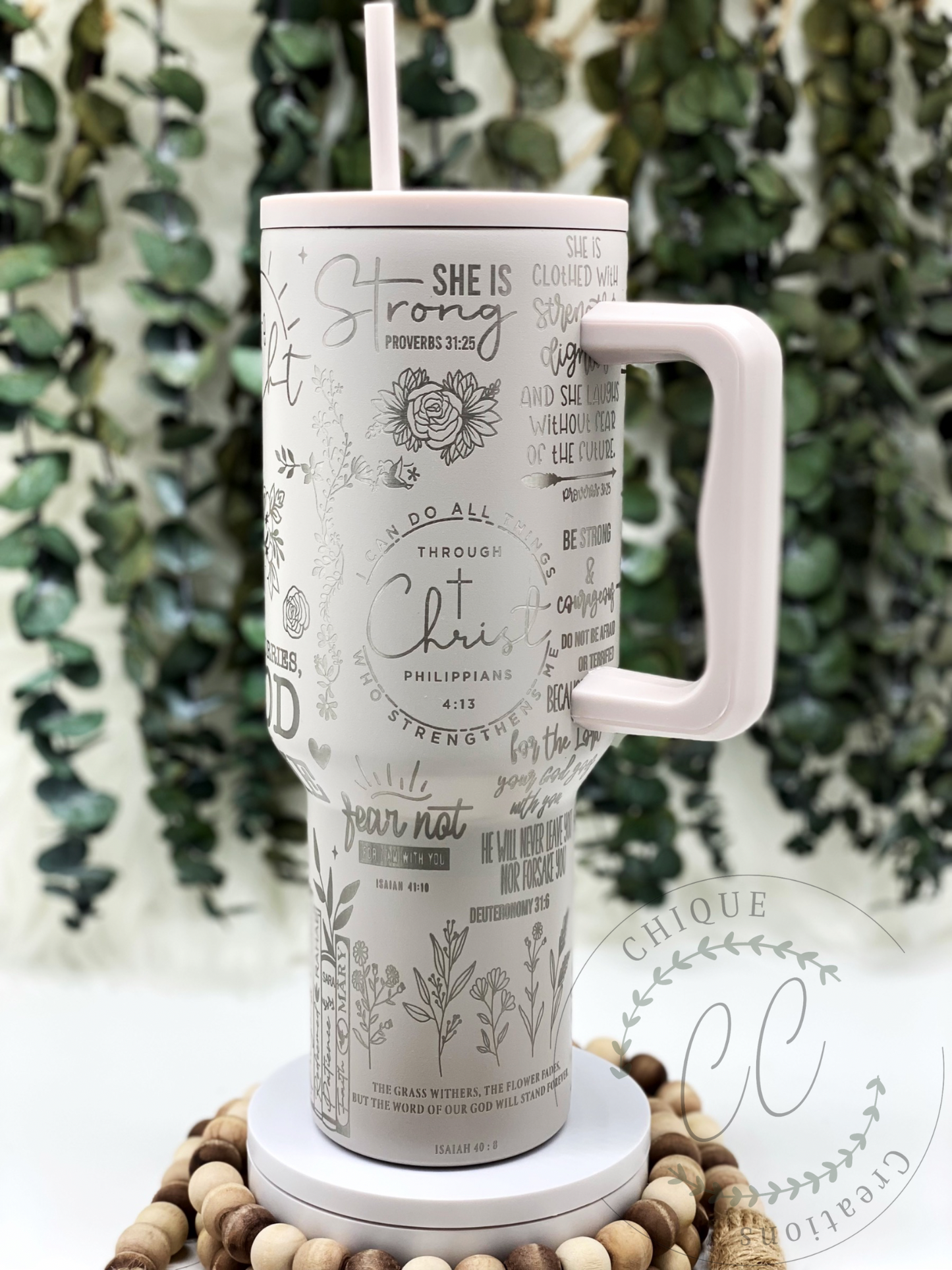 Laser Engraved Womens Bible Verse Tumbler With Handle, Stanley, Eras Tour